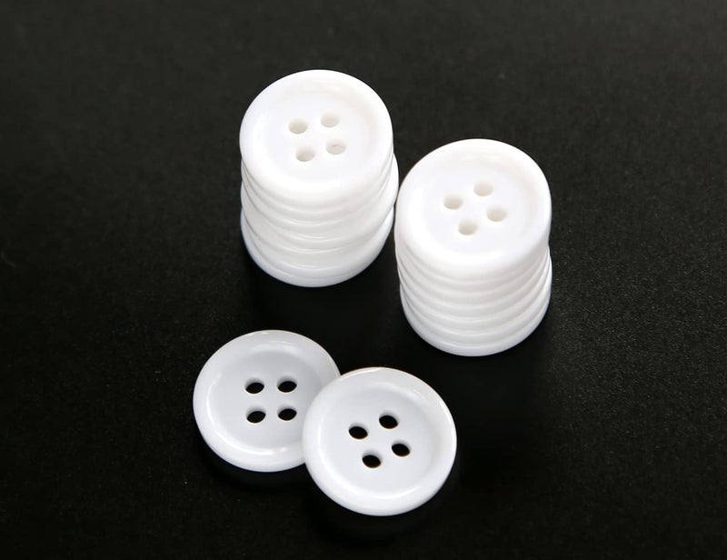 GANSSIA 5/8 Inch (15mm) White Color Buttons Sewing Resin Flatback 15mm Buttons with 4 Holes Pack of 160 Pcs - Image 5